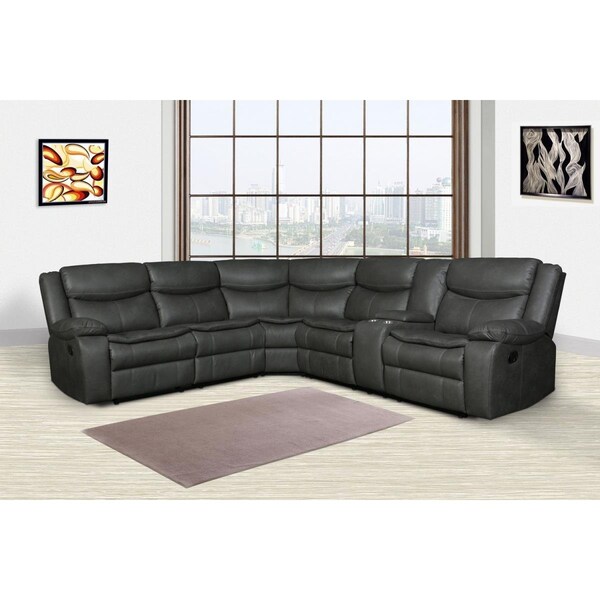 Gfancy Fixtures Gray Reclining Sectional - 92-106 x 37 x 39 in. - GF3093949