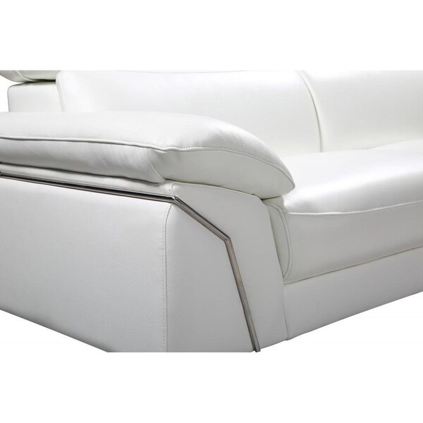 Homeroots 181 x 41 x 39 in. Modern White Leather Sectional Sofa - 343951