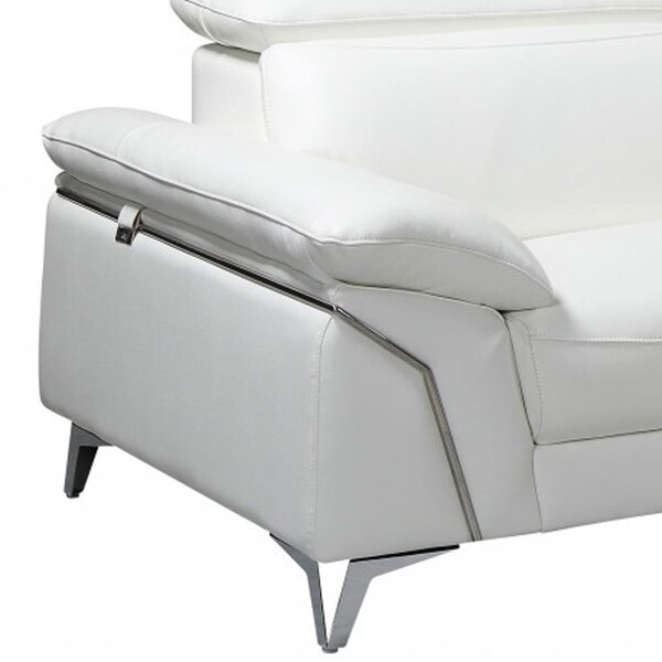 Homeroots 181 x 41 x 39 in. Modern White Leather Sectional Sofa - 343951