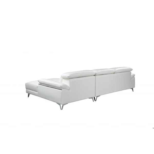 Homeroots 181 x 41 x 39 in. Modern White Leather Sectional Sofa - 343951