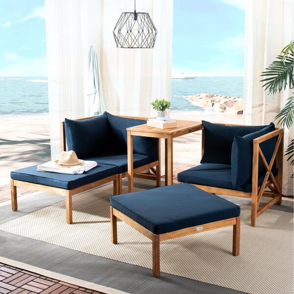 Safavieh Ronson 5 Piece Sectional Set - Navy & Natural - PAT6762B