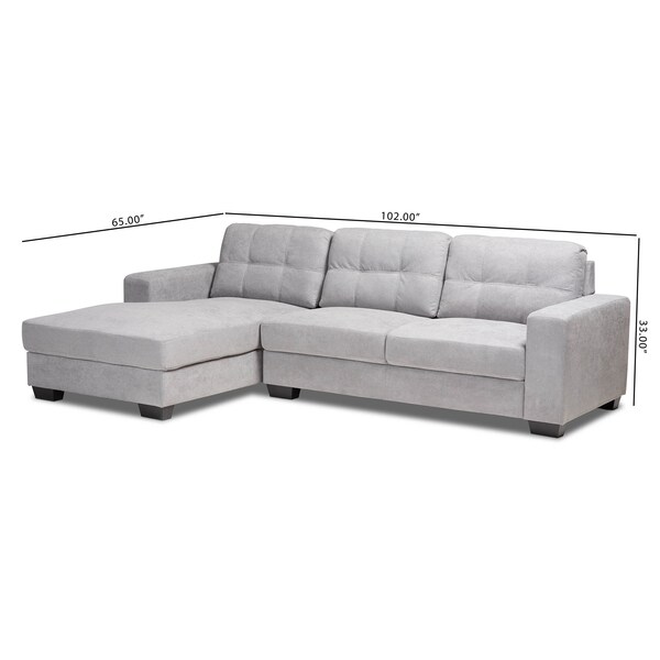 Baxton Studio Langley Light Grey Upholstered Sectional Sofa with Left Facing Chaise - 158-9741