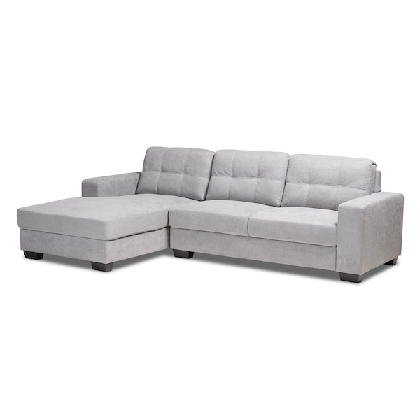 Baxton Studio Langley Light Grey Upholstered Sectional Sofa with Left Facing Chaise - 158-9741