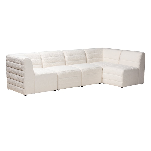 Baxton Studio Maya Modern White Boucle Fabric 5-Piece Modular Sectional Sofa - 228-12968-12967-12967-ZORO