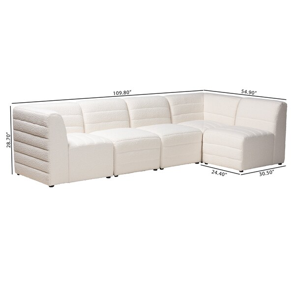 Baxton Studio Maya Modern White Boucle Fabric 5-Piece Modular Sectional Sofa - 228-12968-12967-12967-ZORO