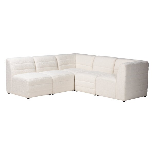 Baxton Studio Maya Modern White Boucle Fabric 5-Piece Modular Sectional Sofa - 228-12968-12967-12967-ZORO