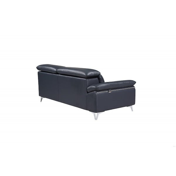 Homeroots 181 x 41 x 39 in. Modern Blue Leather Sectional Sofa - 343949