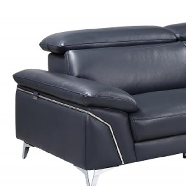 Homeroots 181 x 41 x 39 in. Modern Blue Leather Sectional Sofa - 343949