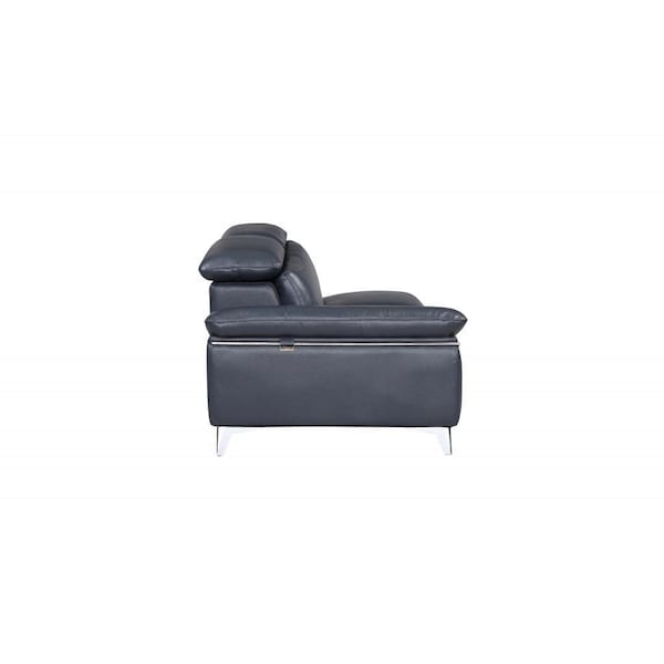 Homeroots 181 x 41 x 39 in. Modern Blue Leather Sectional Sofa - 343949