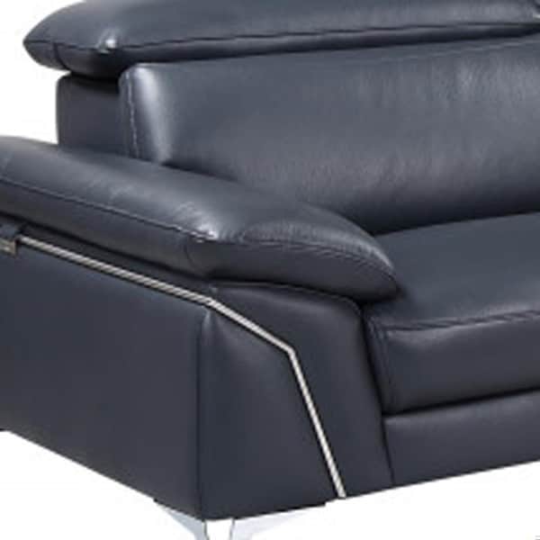 Homeroots 181 x 41 x 39 in. Modern Blue Leather Sectional Sofa - 343949