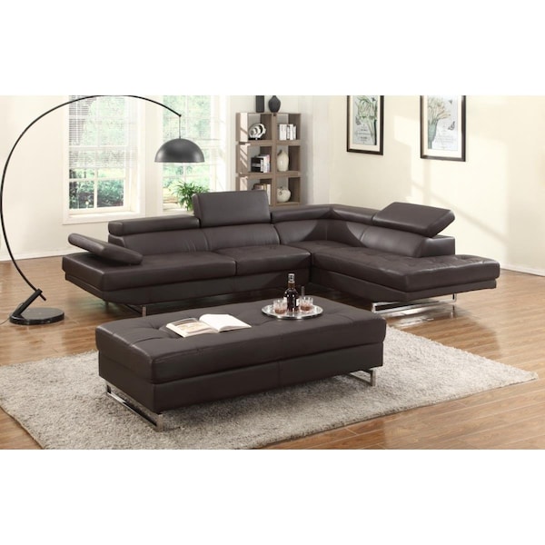 Gfancy Fixtures Brown Right Arm Facing Sectional - 124 x 94 x 36 in. - GF3092353