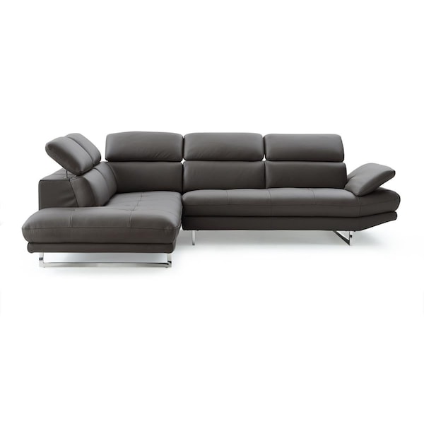 Homeroots Dark Gray Leather Sectional, 110 x 88 x 29-37 in. - 372109