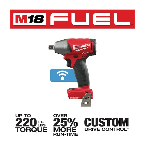 Milwaukee Tool M18 FUEL w/ONE-KEY 1/2" Compact Impact Wrench w/ Pin Detent - 2759-20