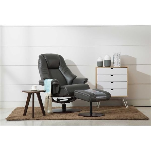 Relax-R Relax-R LINDLEY780515 Lindley Recliner & Ottoman; Charcoal Grey - LINDLEY780515