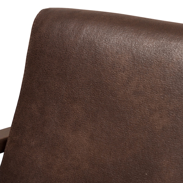 Baxton Studio Bianca Walnut Wood Brown Faux Leather Lounge Chair and Ottoman Set - 140-7544-7547