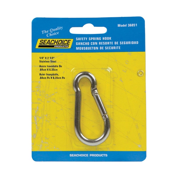 Seachoice Seachoice Stainless Steel 2-1/2 in. L X 1/4 in. W Safety Spring Hook 1 pk - 36851