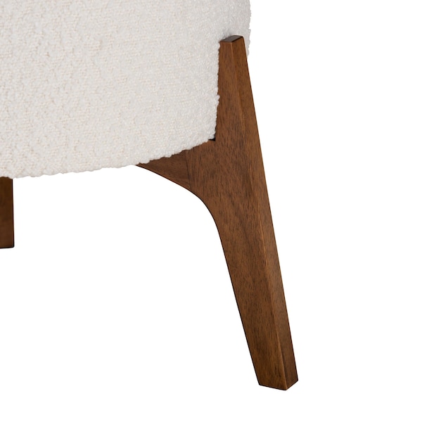 Baxton Studio Elkie Japandi Cream Boucle Fabric and Walnut Brown Finished Wood Ottoman Footstool - 233-13322-ZORO