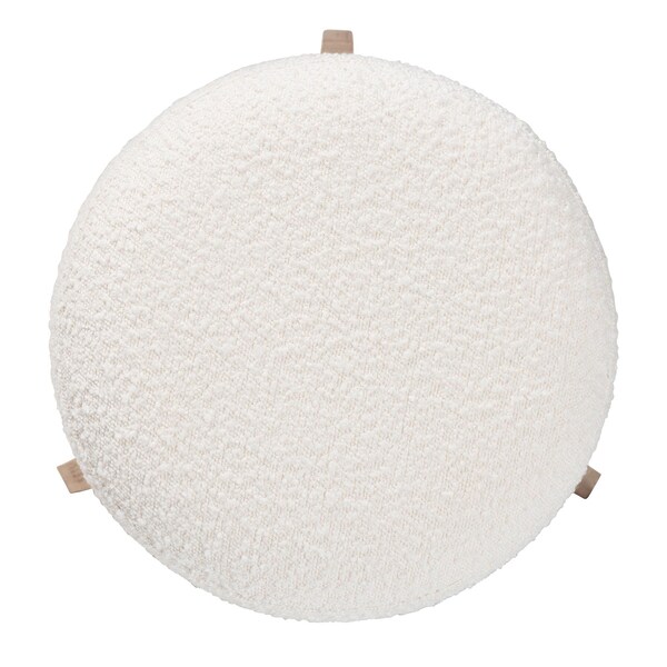 Baxton Studio Elkie Japandi Cream Boucle Fabric and Walnut Brown Finished Wood Ottoman Footstool - 233-13322-ZORO