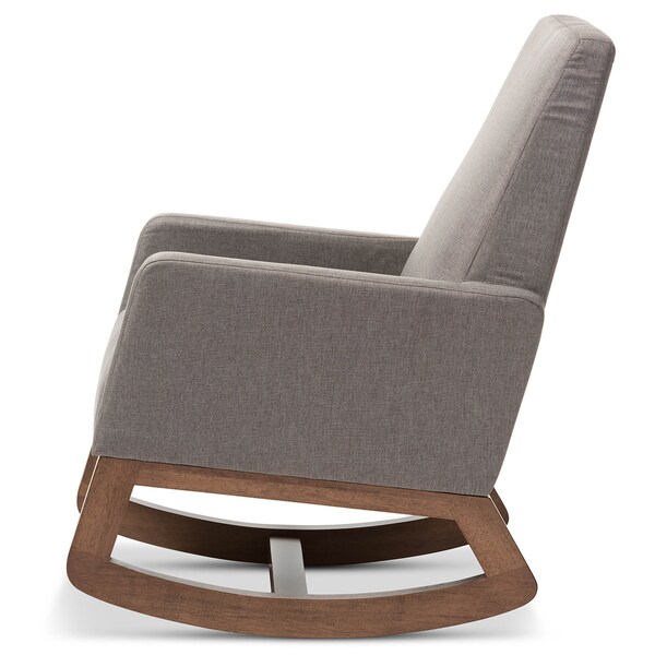 Baxton Studio Yashiya Grey Upholstered Rocking Chair and Ottoman Set - 123-6817-6819
