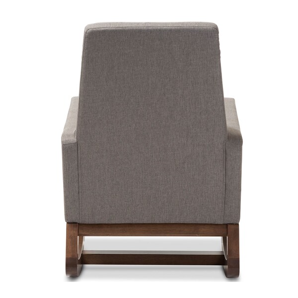 Baxton Studio Yashiya Grey Upholstered Rocking Chair and Ottoman Set - 123-6817-6819