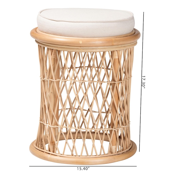 Bali & Pari Junius Bohemian Natural Rattan Ottoman Footstool - 244-13666-ZORO