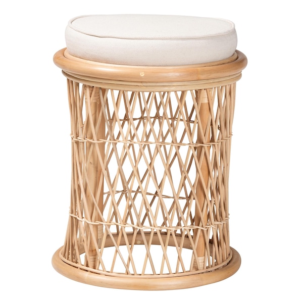 Bali & Pari Junius Bohemian Natural Rattan Ottoman Footstool - 244-13666-ZORO