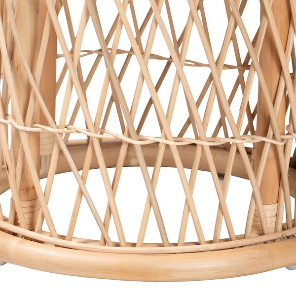 Bali & Pari Junius Bohemian Natural Rattan Ottoman Footstool - 244-13666-ZORO