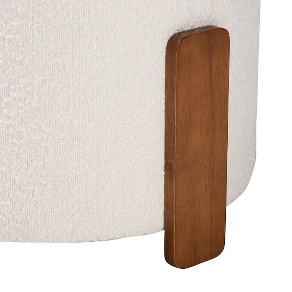 Baxton Studio Finlay Modern Japandi Cream Boucle Fabric and Walnut Brown Finished Wood Ottoman Footstool - 242-13435-ZORO