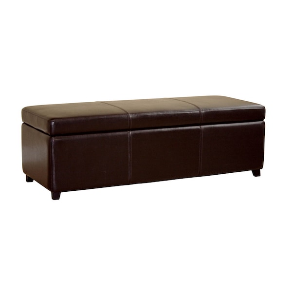 Baxton Studio Camden Leather Storage Ottoman, 18 in W, 16.5 in H, Leather, Dark Brown - A-1957