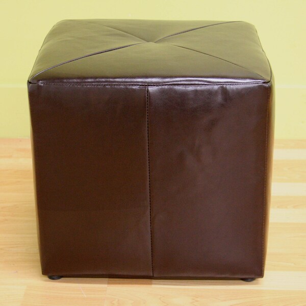 Baxton Studio Aric Bonded Leather Ottoman, 16 in W, 15 in H, Plastic, Black - 33-3299