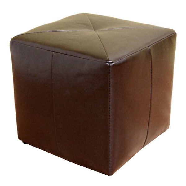 Baxton Studio Aric Bonded Leather Ottoman, 16 in W, 15 in H, Plastic, Black - 33-3299