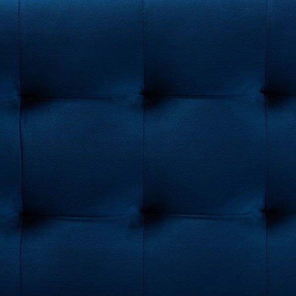 Baxton Studio Roanoke Navy Blue Velvet Upholstered Grid-Tufted Storage Ottoman Bench - 160-9929