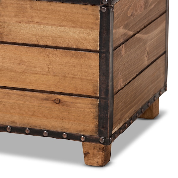 Baxton Studio Marelli Dark Brown Upholstered 2-Piece Wood Storage Trunk Ottoman Set - 153-9198