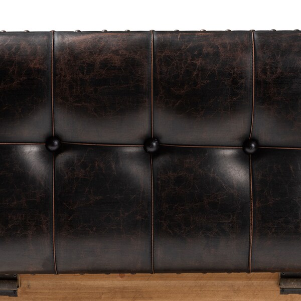 Baxton Studio Marelli Dark Brown Upholstered 2-Piece Wood Storage Trunk Ottoman Set - 153-9198