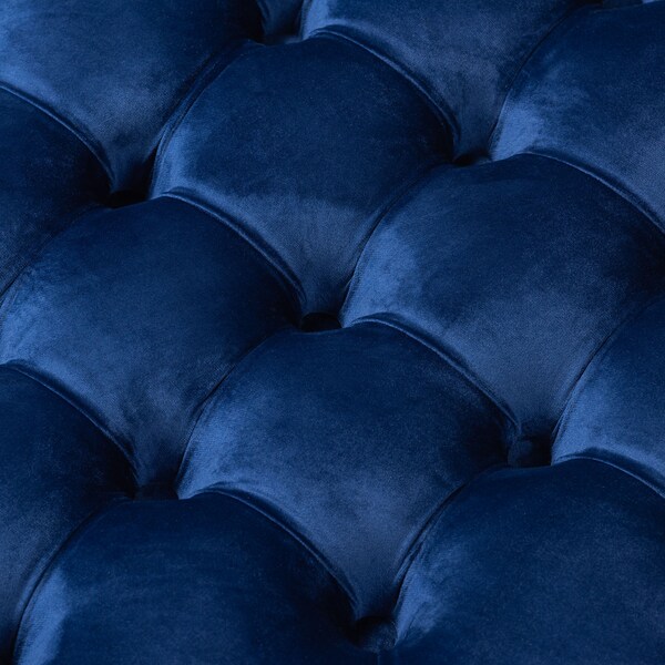 Baxton Studio Iglehart Royal Blue Velvet Upholstered Tufted Cocktail Ottoman - 154-9363