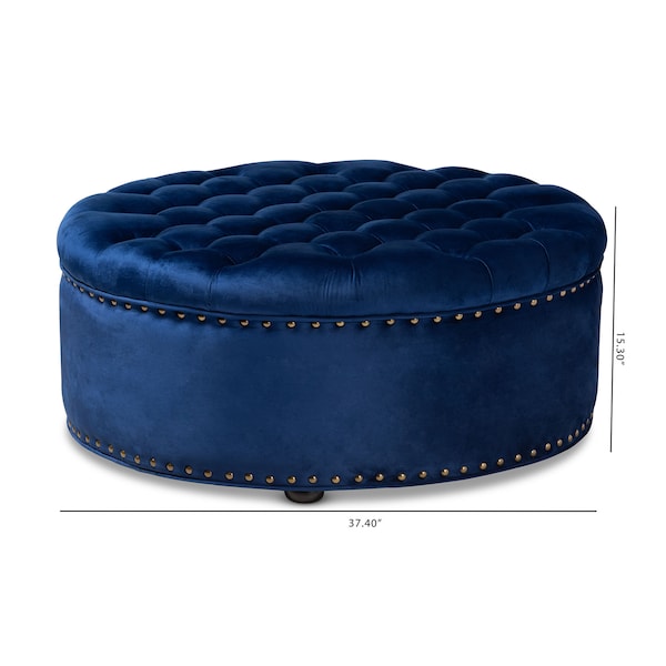 Baxton Studio Iglehart Royal Blue Velvet Upholstered Tufted Cocktail Ottoman - 154-9363