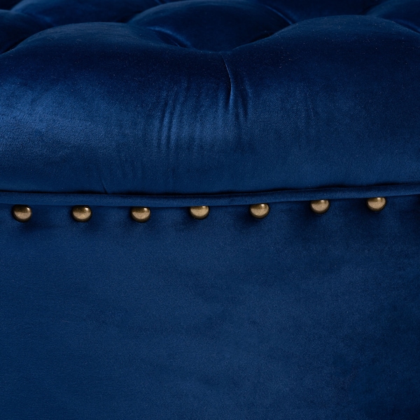 Baxton Studio Iglehart Royal Blue Velvet Upholstered Tufted Cocktail Ottoman - 154-9363
