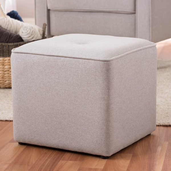 Baxton Studio Corinne Modern Light Grey Upholstered Ottoman - 143-8145