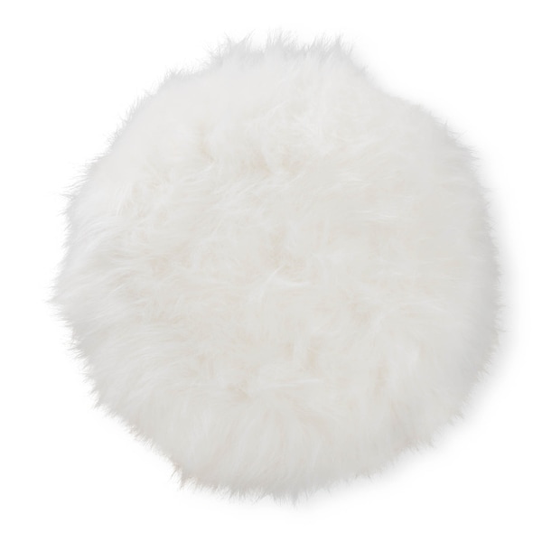 Baxton Studio Leonie White Faux Fur Upholstered Gold Finished Metal Ottoman - 161-10274