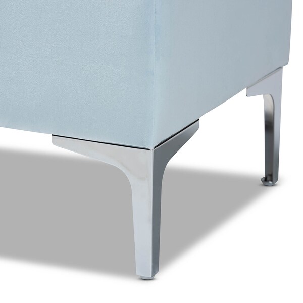 Baxton Studio Mabel Blue Velvet Upholstered Silver Finished Storage Ottoman - 165-10677