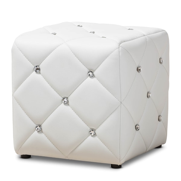Baxton Studio Stacey Modern White Faux Leather Upholstered Ottoman - 143-8148