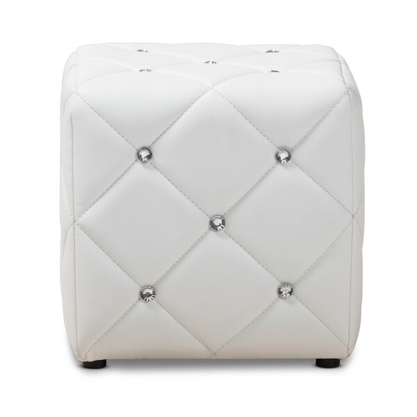 Baxton Studio Stacey Modern White Faux Leather Upholstered Ottoman - 143-8148