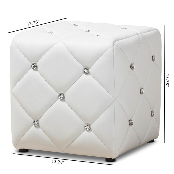 Baxton Studio Stacey Modern White Faux Leather Upholstered Ottoman - 143-8148