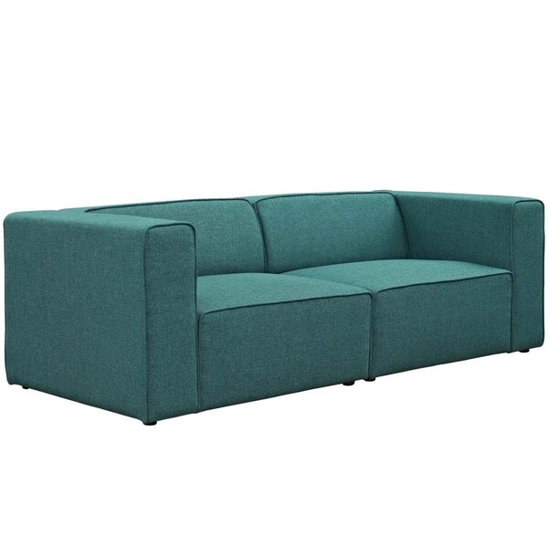 Modway Furniture 2 Piece Mingle Upholstered Fabric Sectional Sofa Set - Teal, 27 x 87 x 37 in. - EEI-2825-TEA