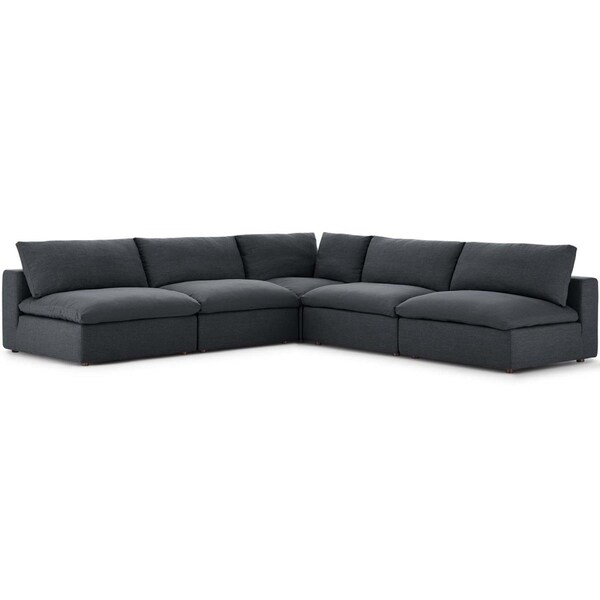 Modway Furniture Commix Down Filled Overstuffed Sectional Sofa Set, Gray - 5 Piece - EEI-3360-GRY