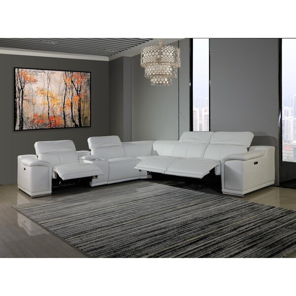 Gfancy Fixtures White Power Reclining Sectional with 1-Console, 6 Piece - 212 x 240 x 191.2 in. - GF3099561