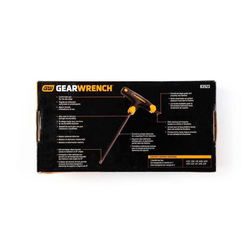 Juego de Llaves Hexagonales T-Handle de Punta de Bola en Pulgadas con Soporte de Banco Metálico (10 Piezas) - 83523