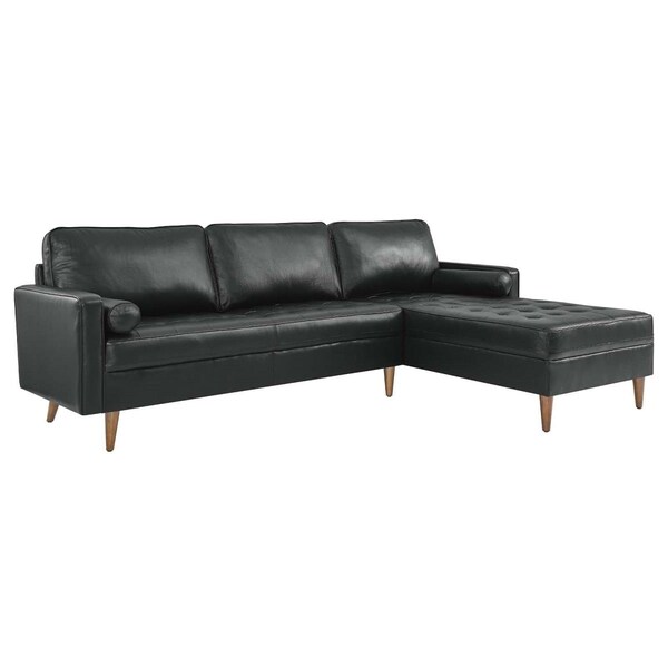 Modway Furniture 98 in. Valour Leather Sectional Sofa, Black - EEI-5873-BLK