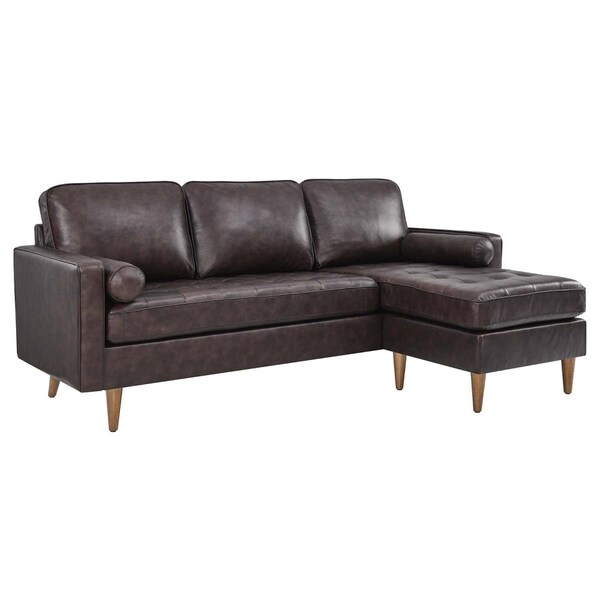 Modway Furniture 78 in. Valour Leather Apartment Sectional Sofa, Brown - EEI-5872-BRN