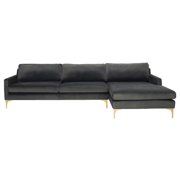 Safavieh 119 x 38-65 x 33 in. Brayson Chaise Right Facing Sectional Sofa, Dark Grey - SFV4510D-2BX